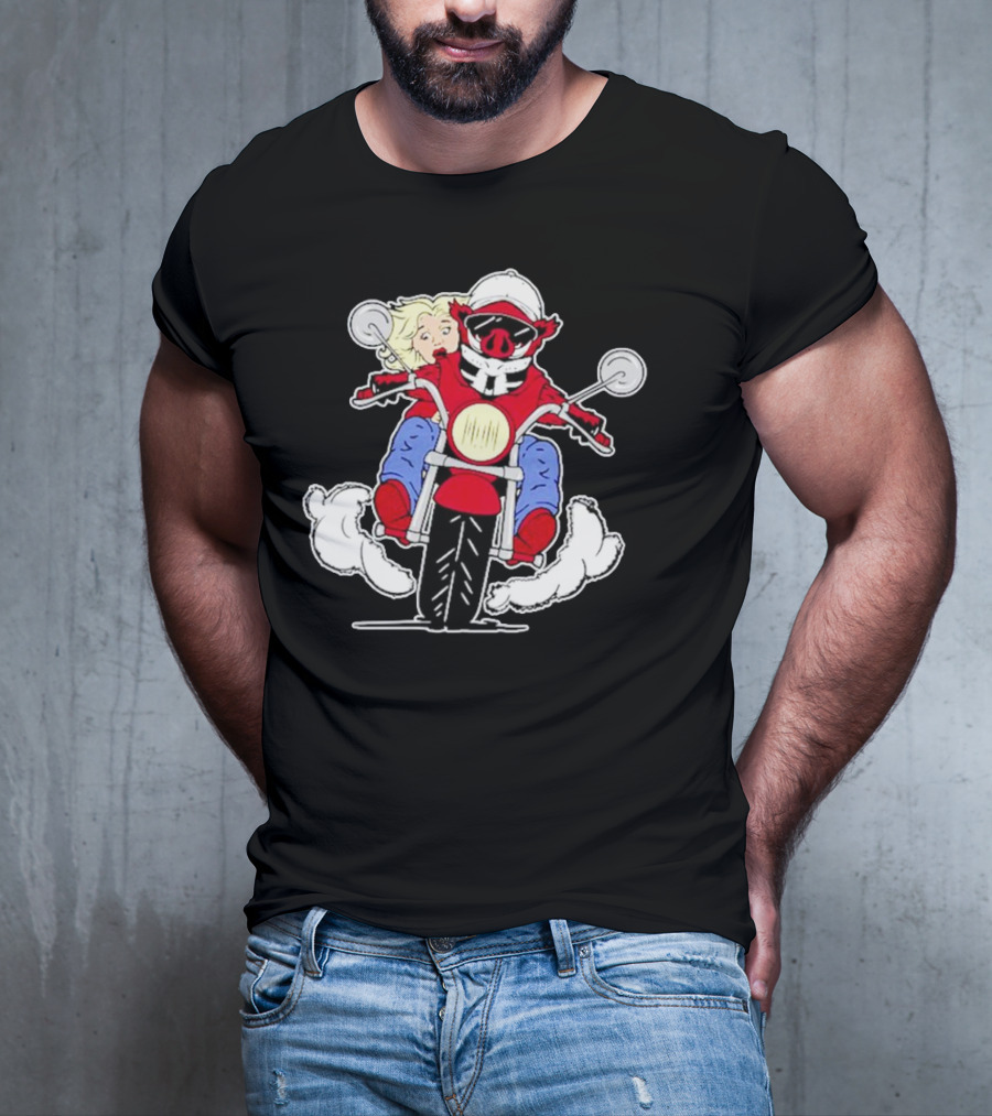 Arkansas Razorbacks Pig Riding Motorcycle With Passenger T-Shirt