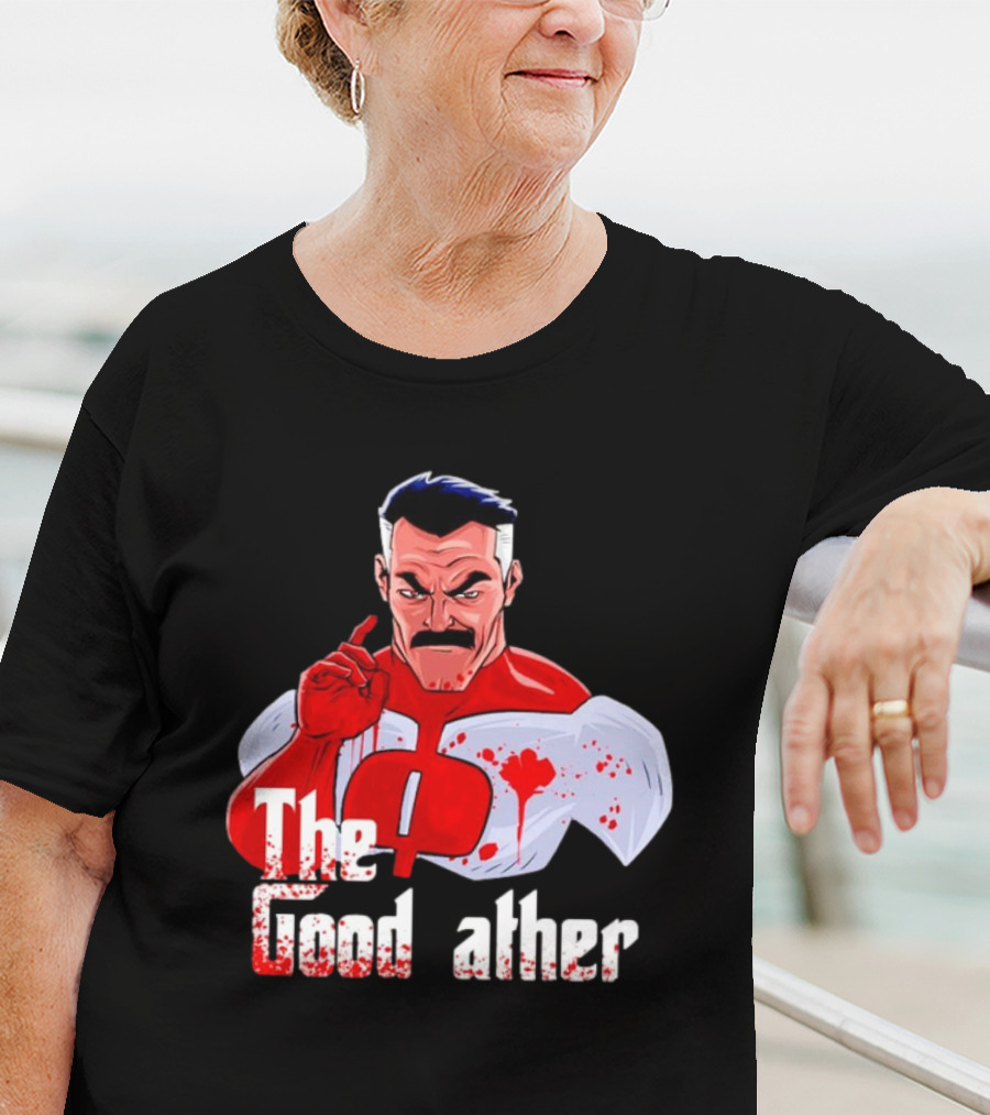 Omni Dad The Good Father Superhero Parody Red And White Costume T-Shirt
