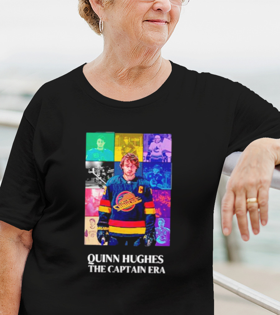 Quinn Hughes The Captain Era Multicolor Vancouver Hockey Legend T-Shirt