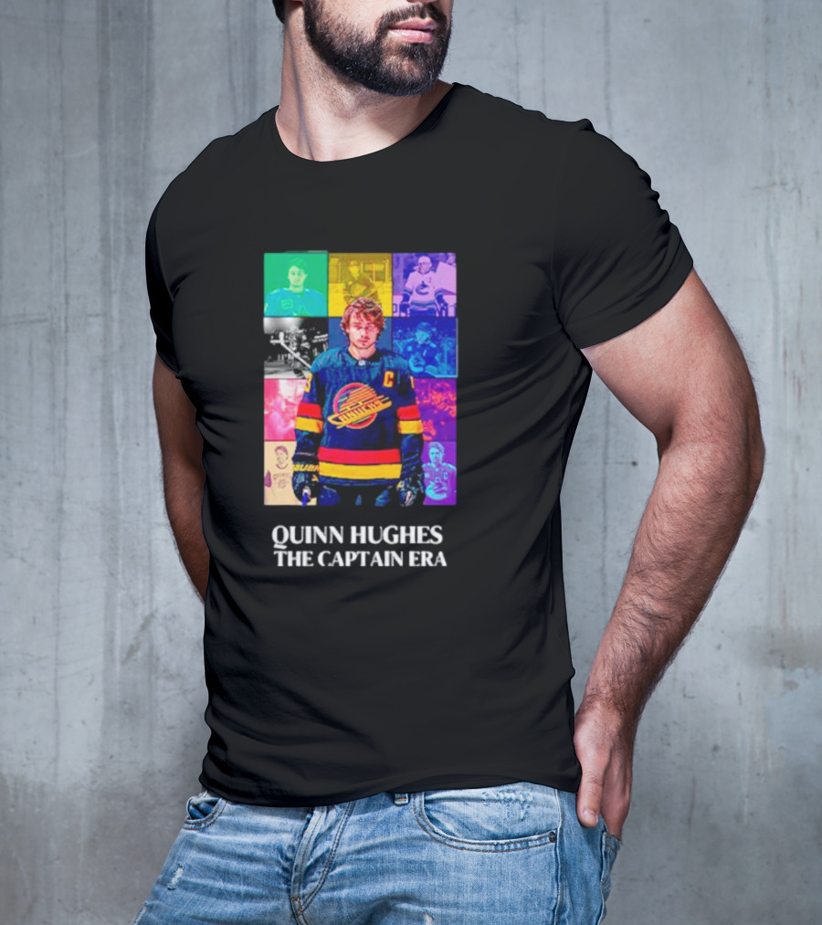 Quinn Hughes The Captain Era Multicolor Vancouver Hockey Legend T-Shirt