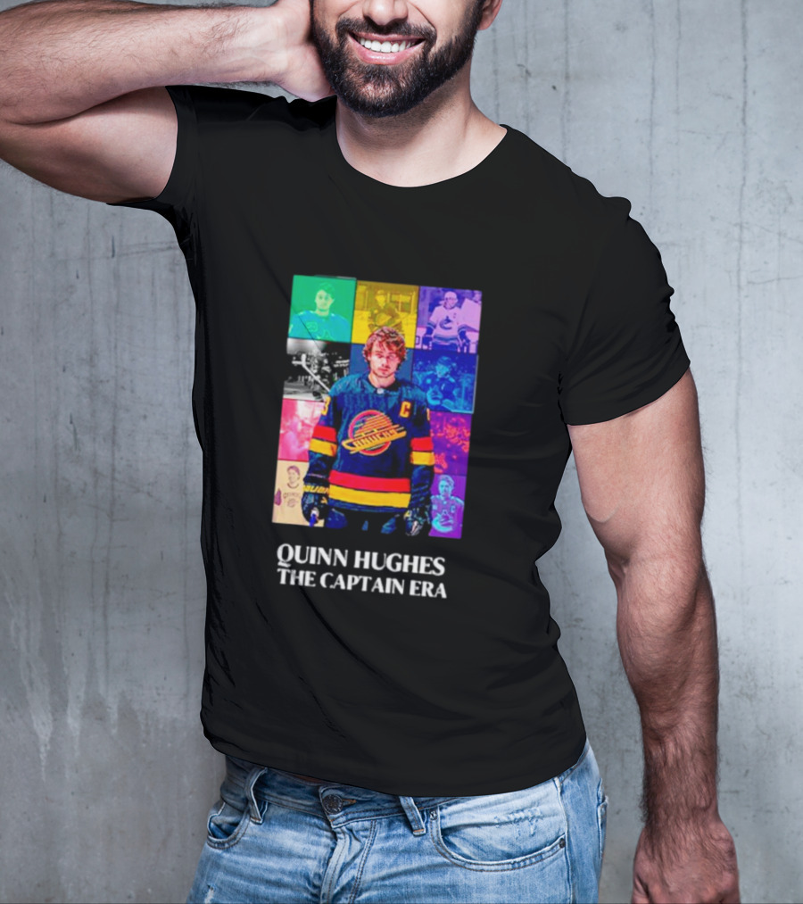 Quinn Hughes The Captain Era Multicolor Vancouver Hockey Legend T-Shirt