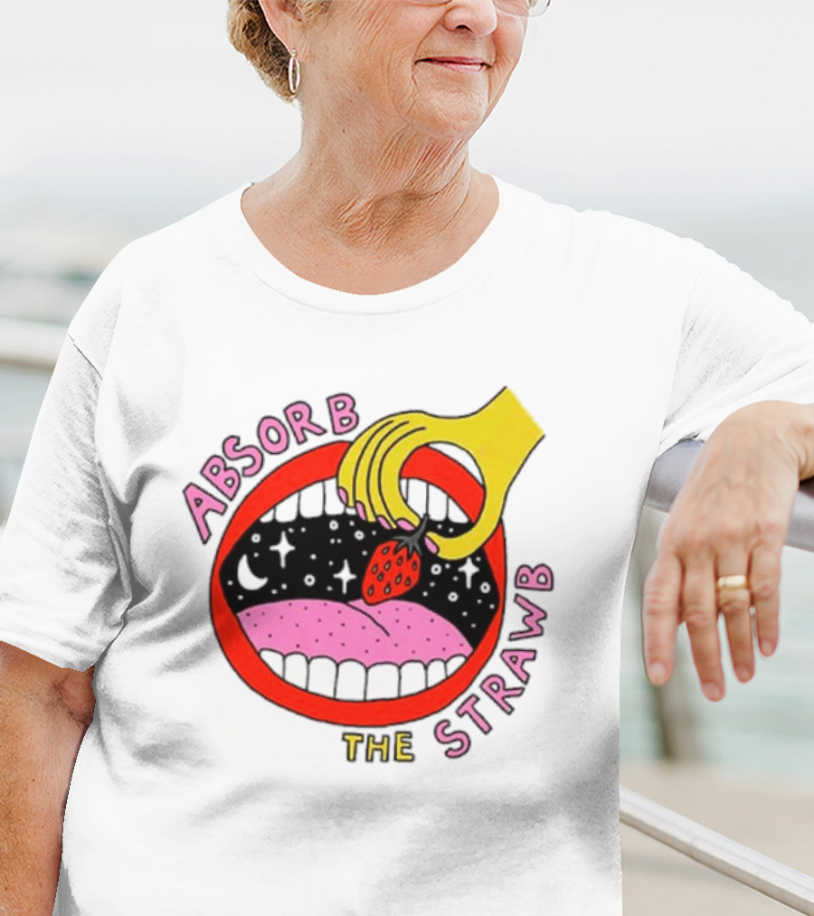 Absorb The Strawb Strawberry Imagery With Hand And Mouth T-Shirt