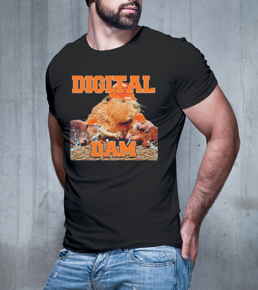 DIGITAL DAM BEAVER WITH HARD HATS T-Shirt