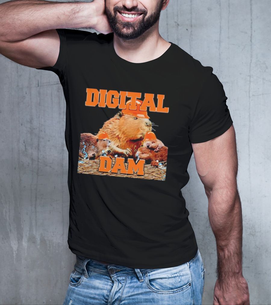 DIGITAL DAM BEAVER WITH HARD HATS T-Shirt