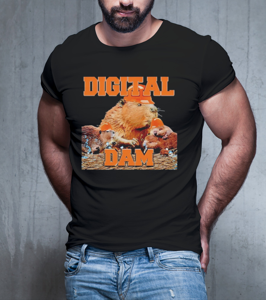DIGITAL DAM BEAVER WITH HARD HATS T-Shirt