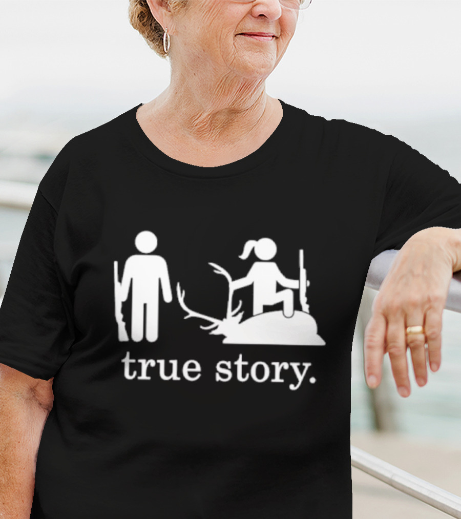 Hunting True Story Deer Silhouette With Rifle Icons T-Shirt