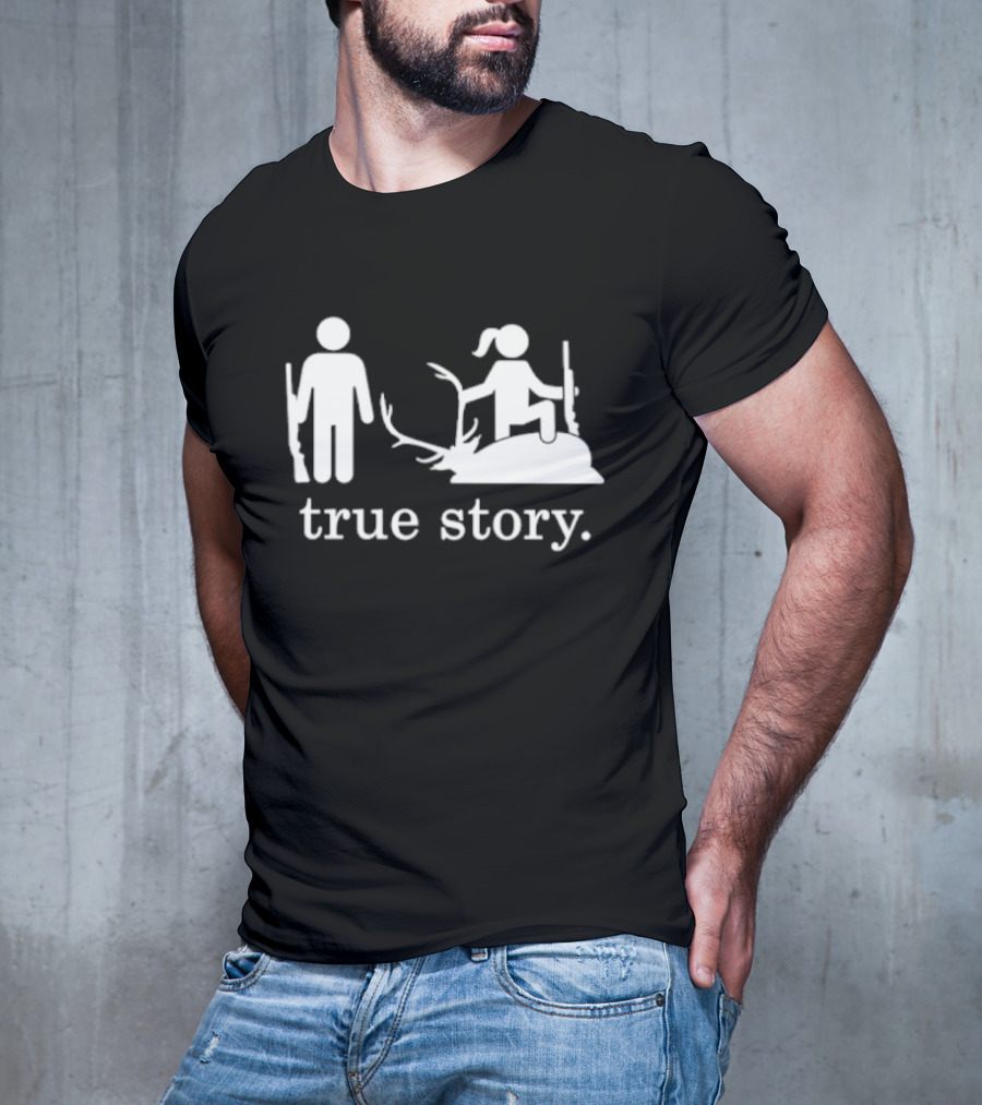 Hunting True Story Deer Silhouette With Rifle Icons T-Shirt