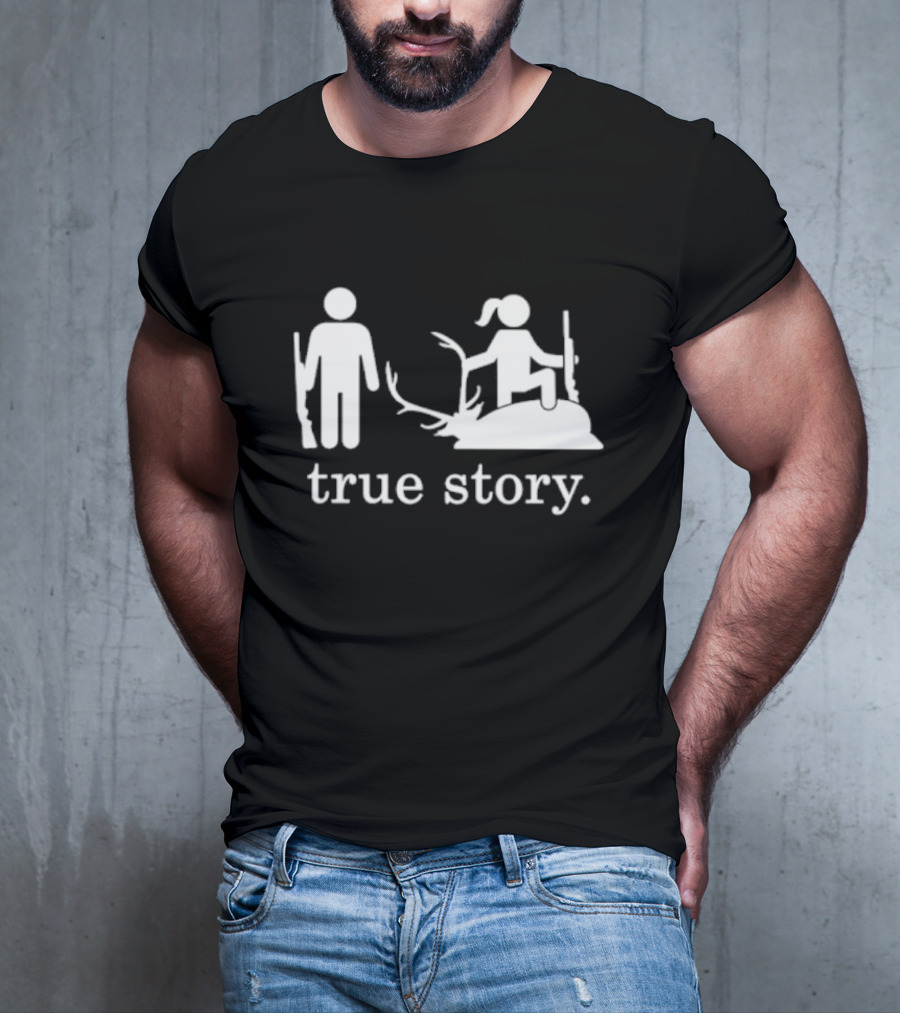 Hunting True Story Deer Silhouette With Rifle Icons T-Shirt