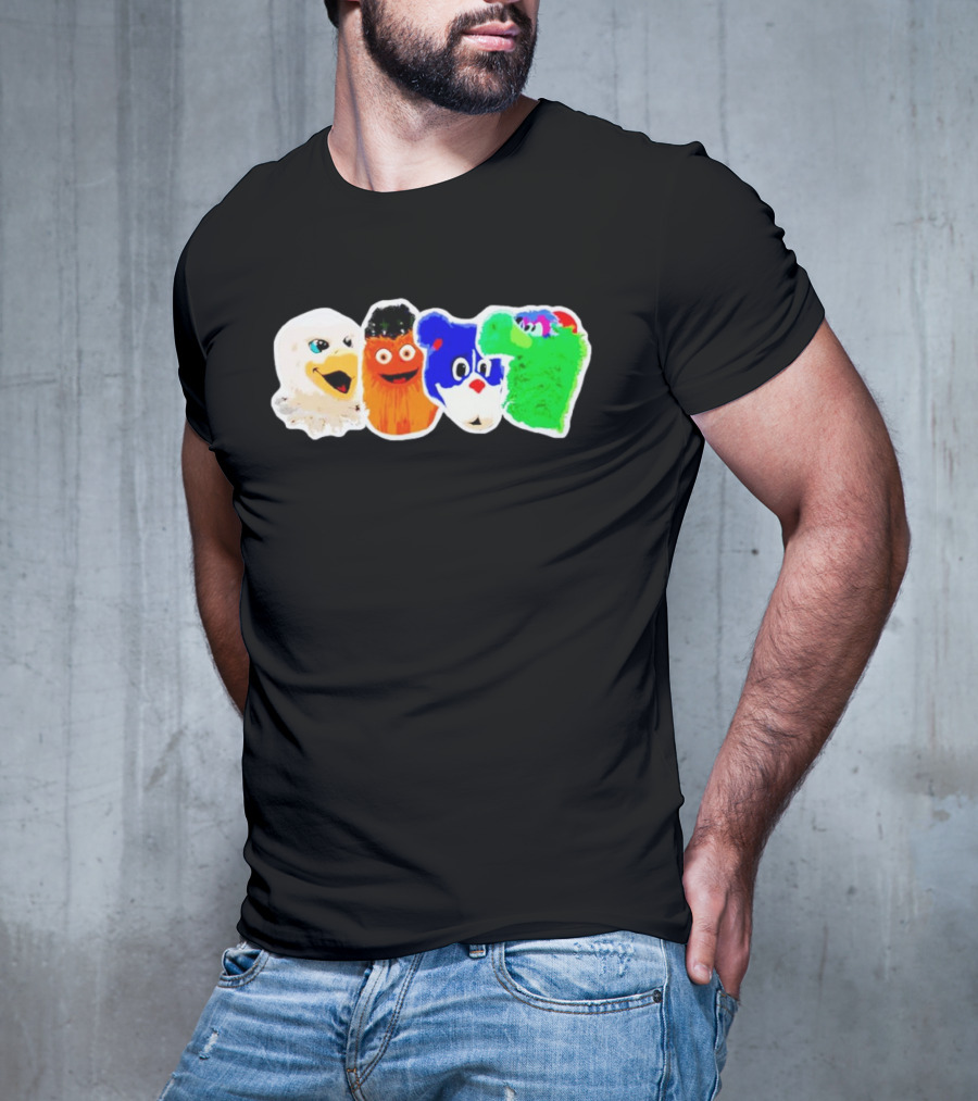 Philadelphia Eagles Flyers Phillies Phanatic Mascots T-Shirt