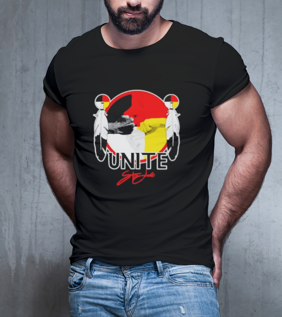 UNITE Style Native American Feathers Colorful Unity T-Shirt