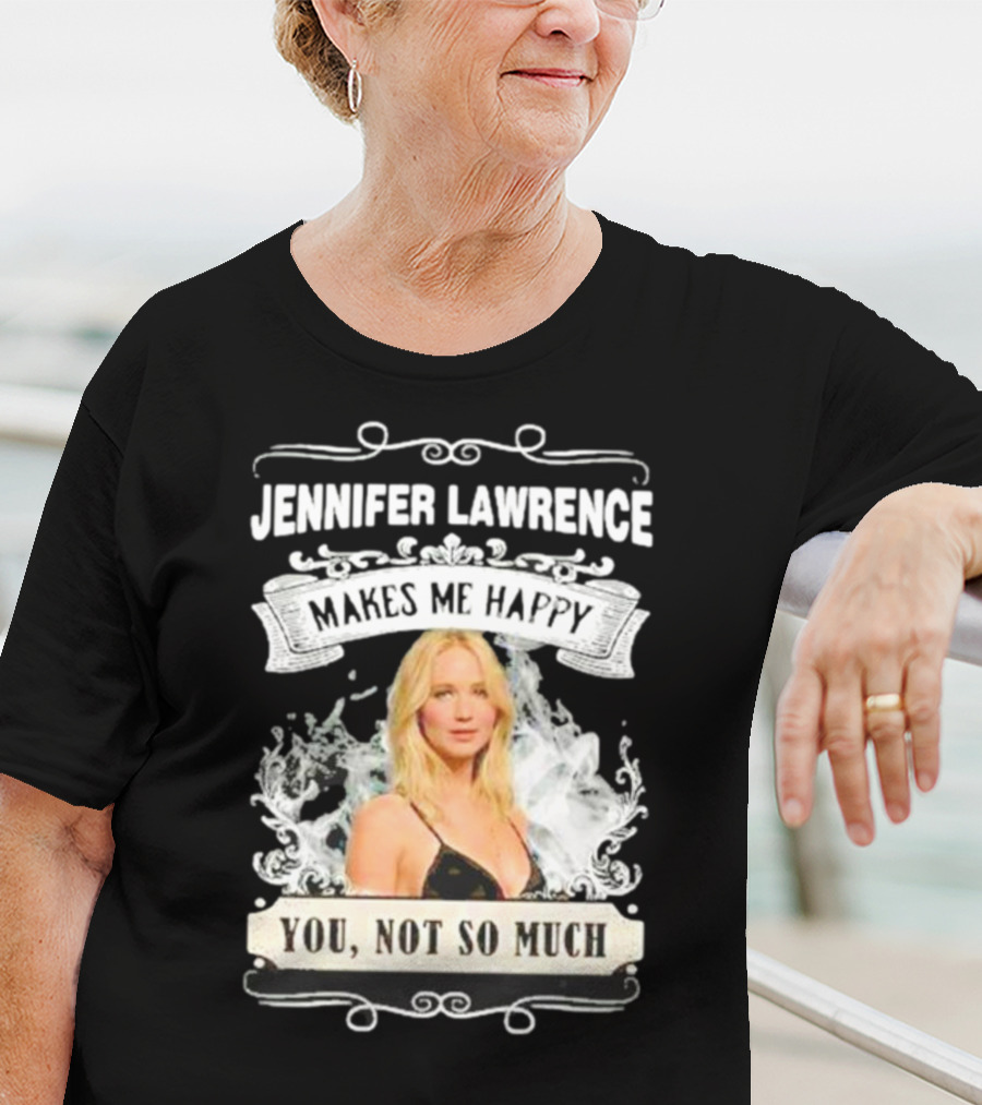 Jennifer Lawrence Makes Me Happy You Not So Much Cloud Motif T-Shirt