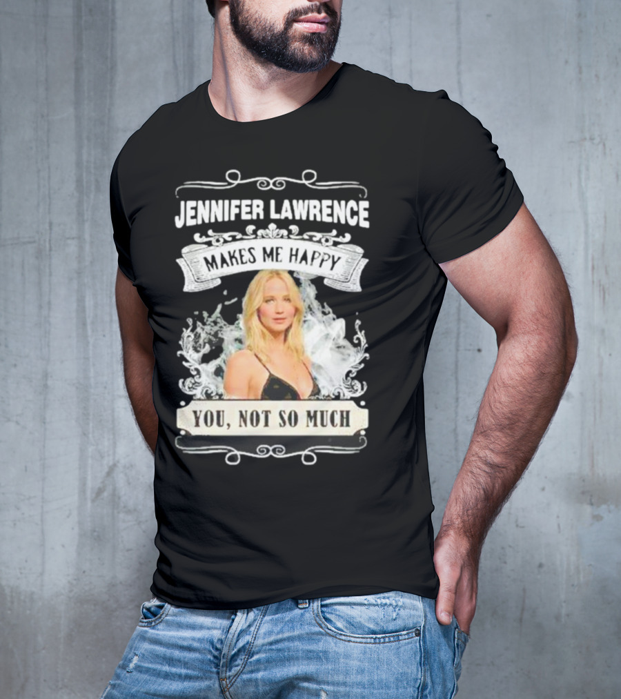 Jennifer Lawrence Makes Me Happy You Not So Much Cloud Motif T-Shirt