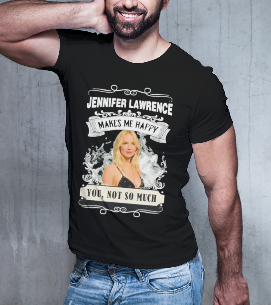 Jennifer Lawrence Makes Me Happy You Not So Much Cloud Motif T-Shirt