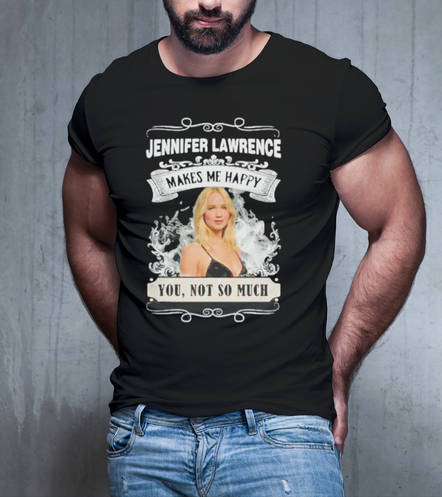 Jennifer Lawrence Makes Me Happy You Not So Much Cloud Motif T-Shirt