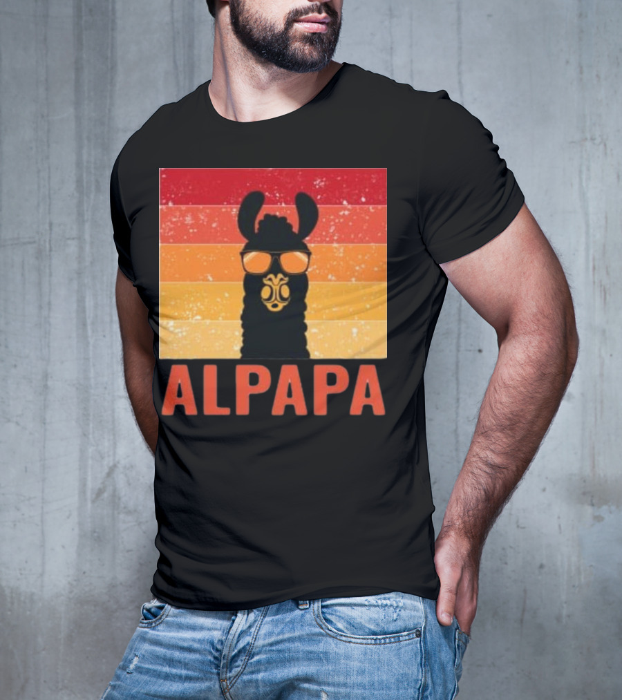 Alpapa Llamafathers Day Vintage Groovy T-Shirt