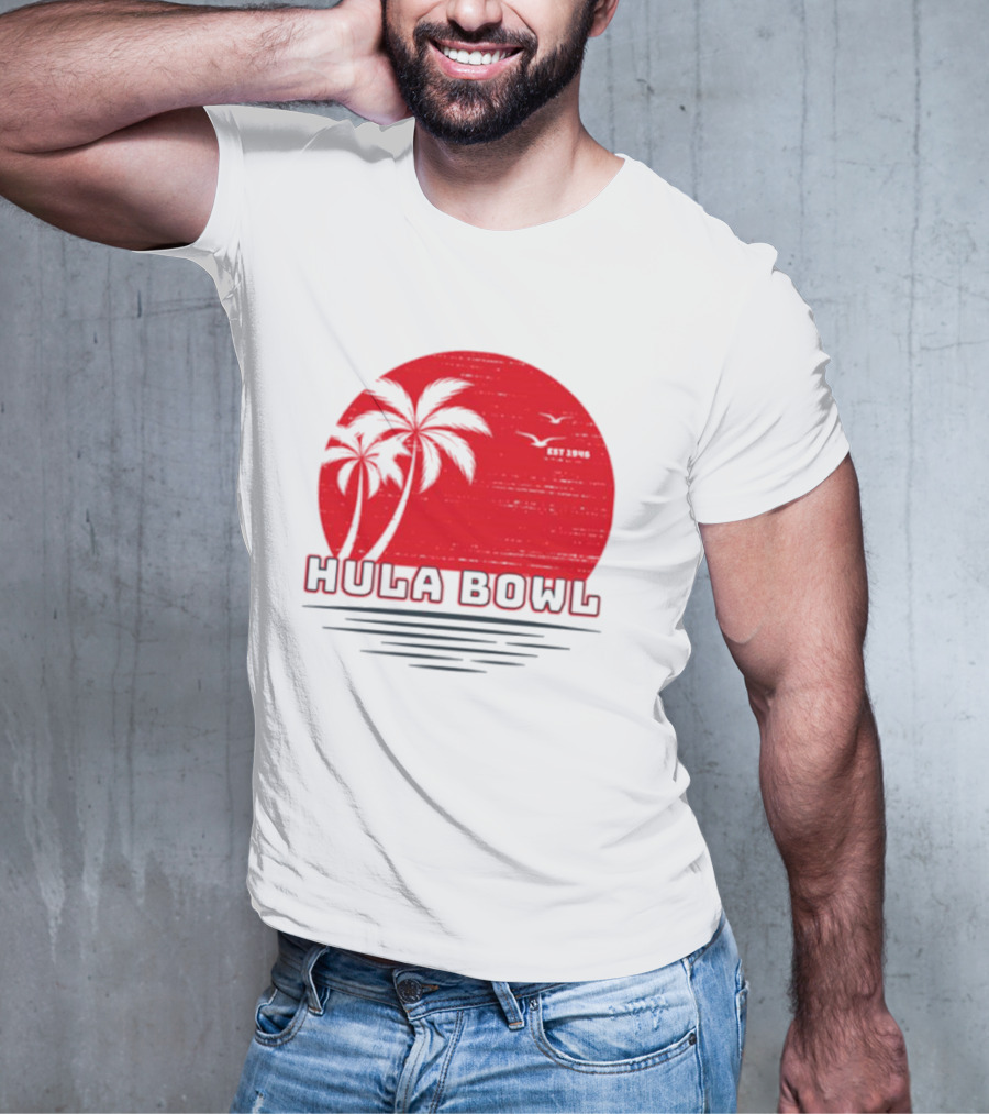 Hula Bowl Established 1946 Red Sunset With Palm Trees T-Shirt