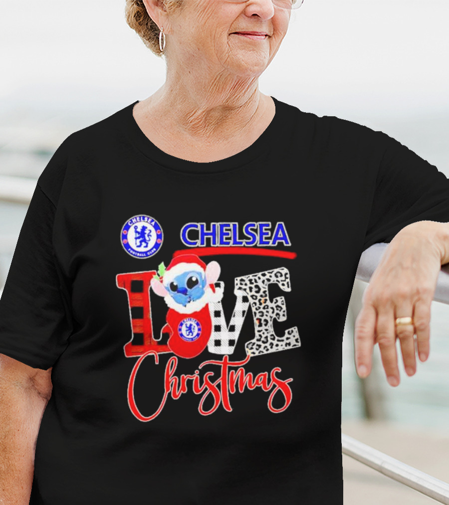 Chelsea Football Club Stitch Love Christmas T-Shirt