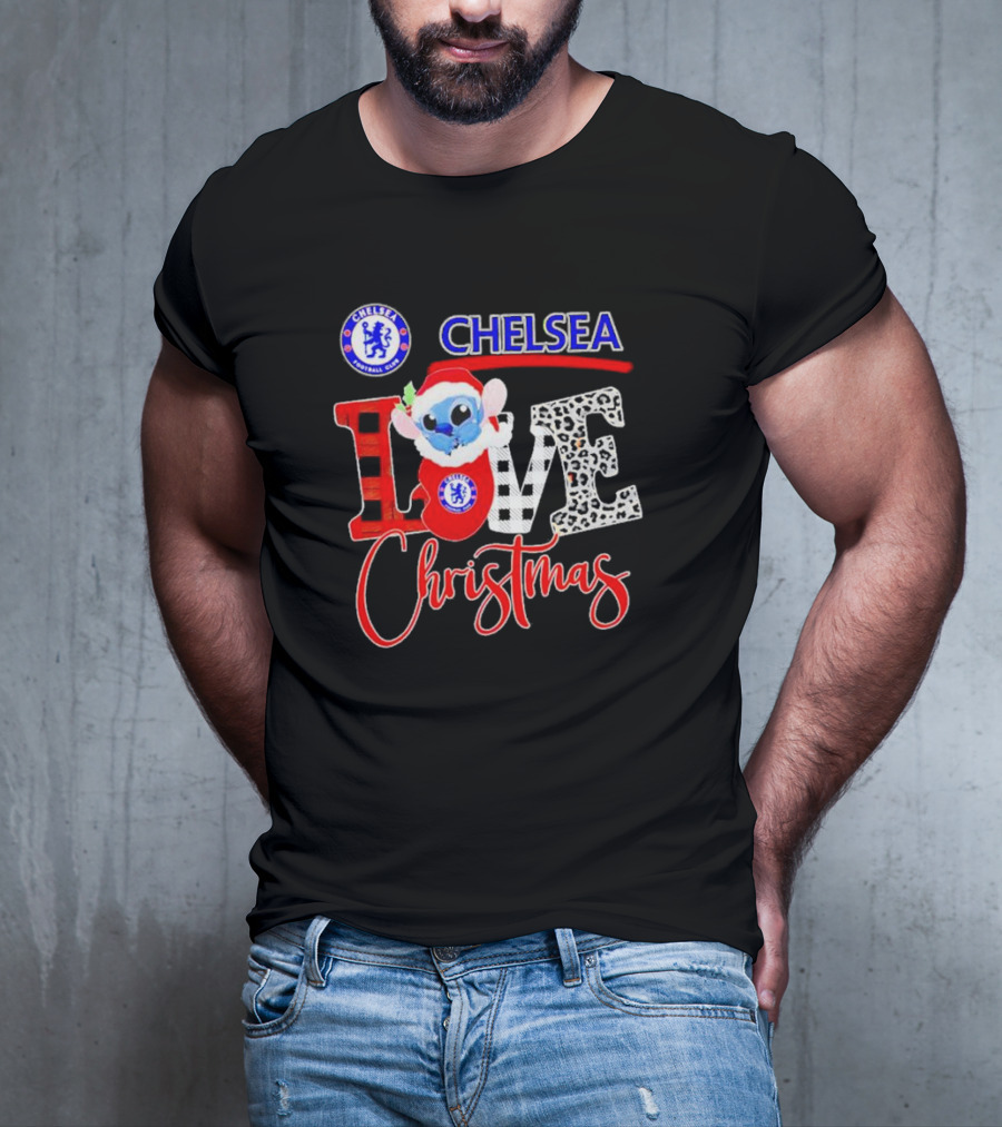 Chelsea Football Club Stitch Love Christmas T-Shirt