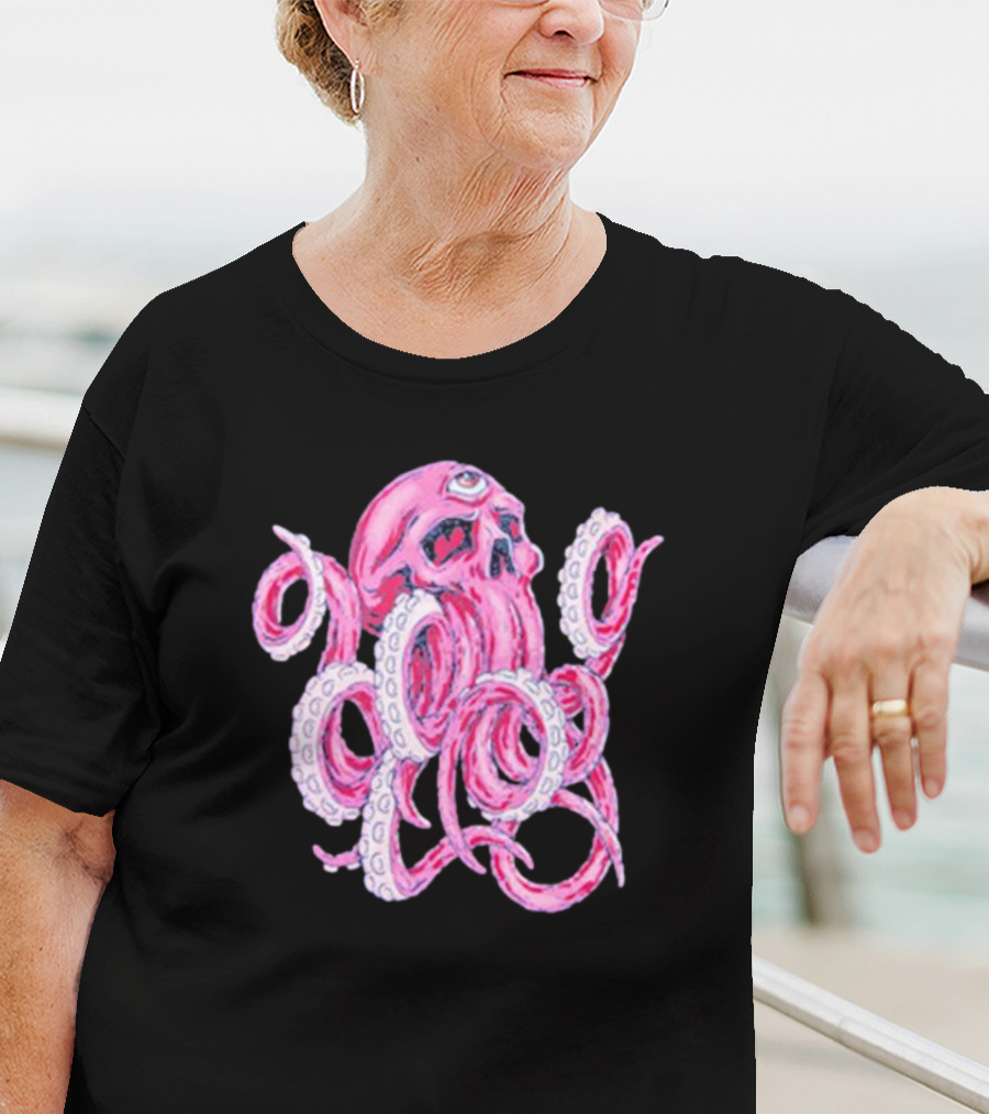 Deep Dark And Dangerous Ddd Red Octopus Skull Alien Tentacles T-Shirt