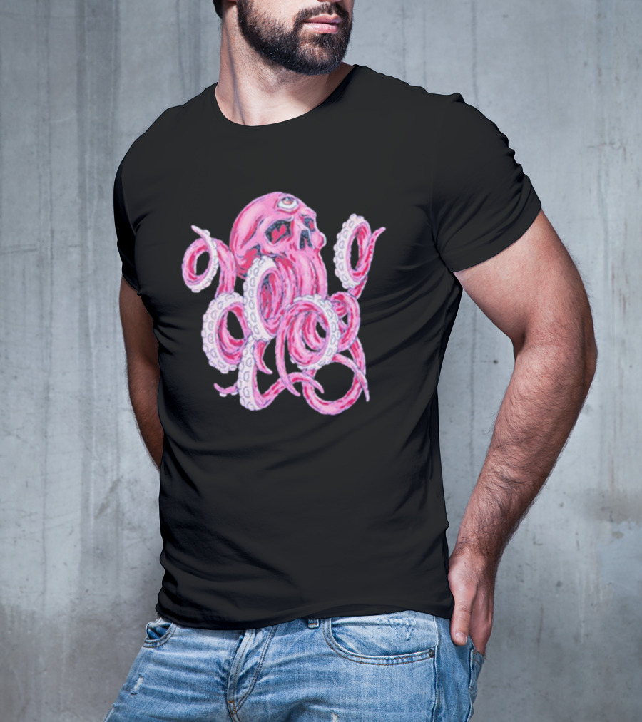 Deep Dark And Dangerous Ddd Red Octopus Skull Alien Tentacles T-Shirt