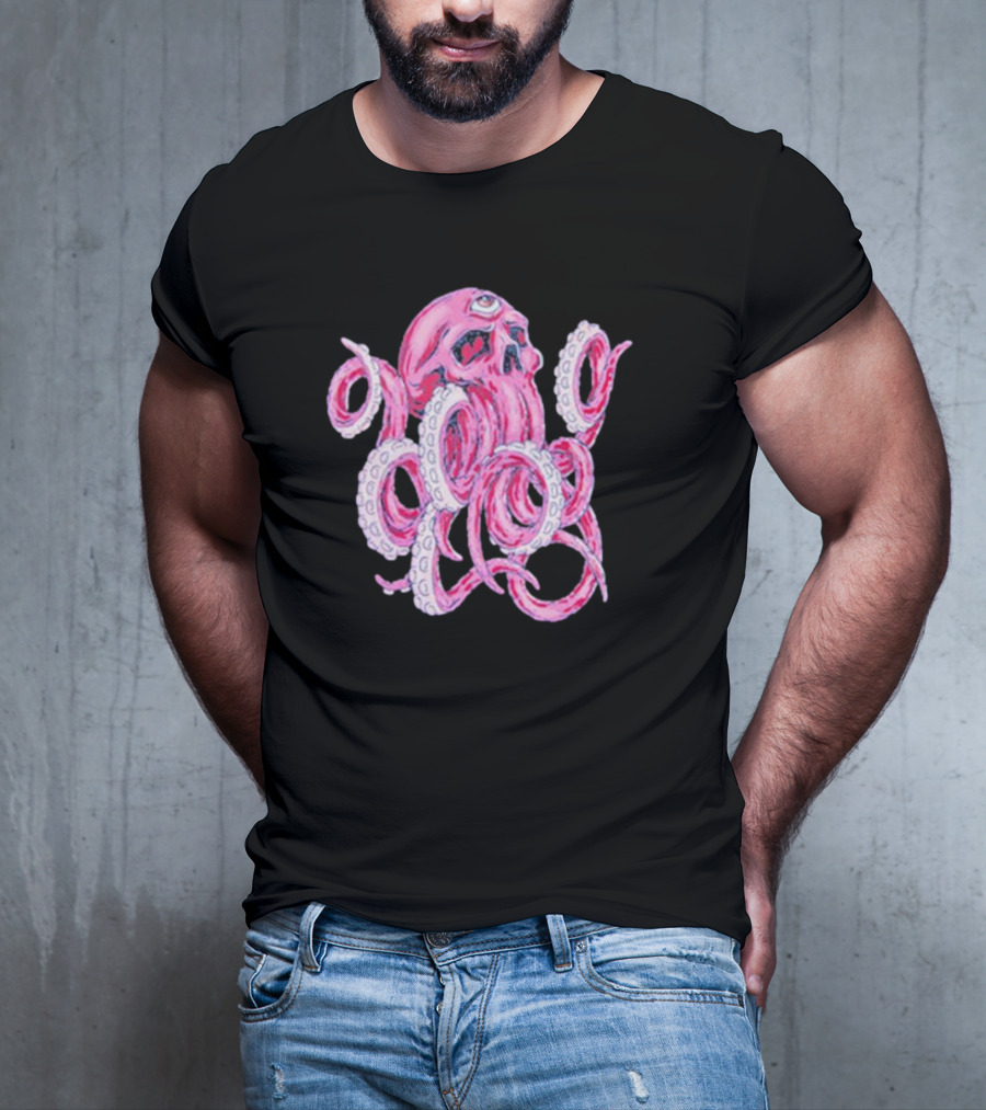 Deep Dark And Dangerous Ddd Red Octopus Skull Alien Tentacles T-Shirt