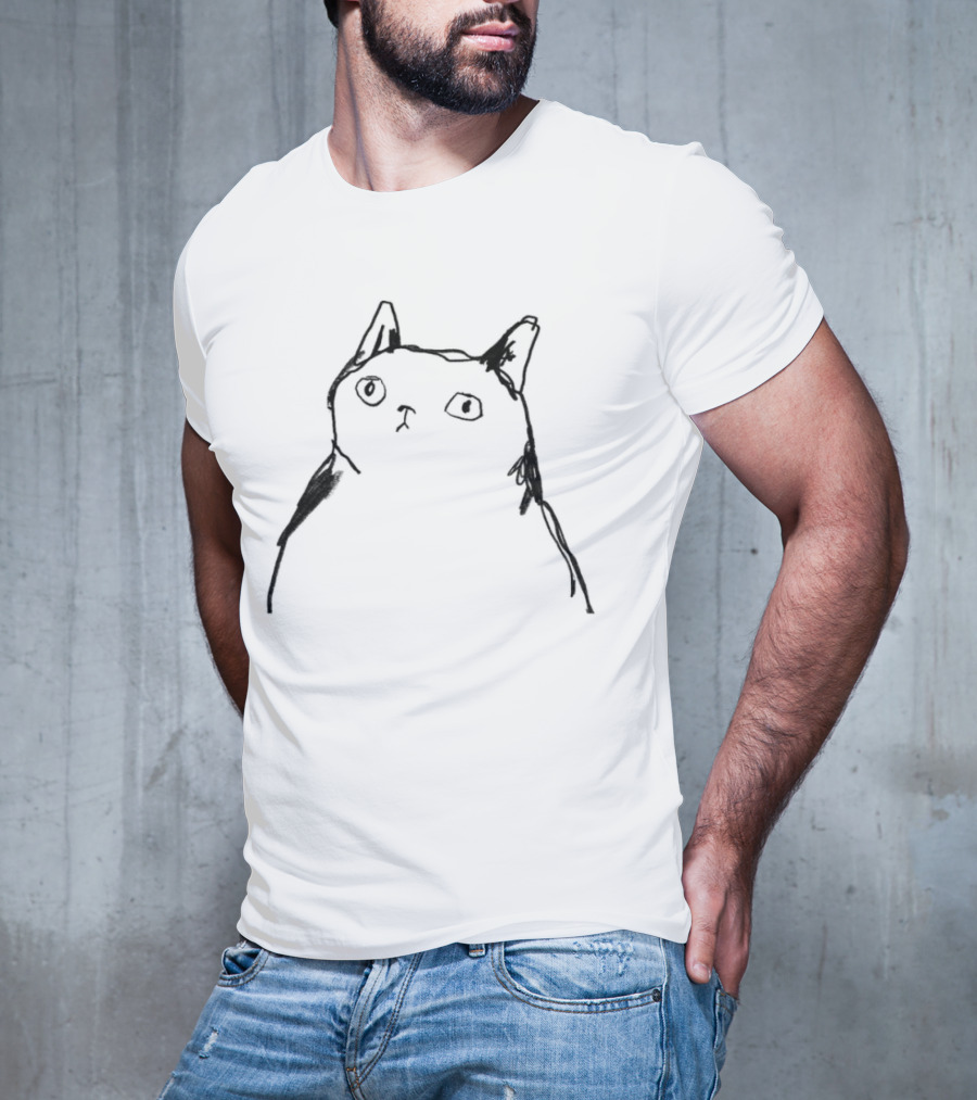 Harriet Lowther Cat I Like Tuna Sketch Drawing Of A Cat With Intrigued Expression T-Shirt