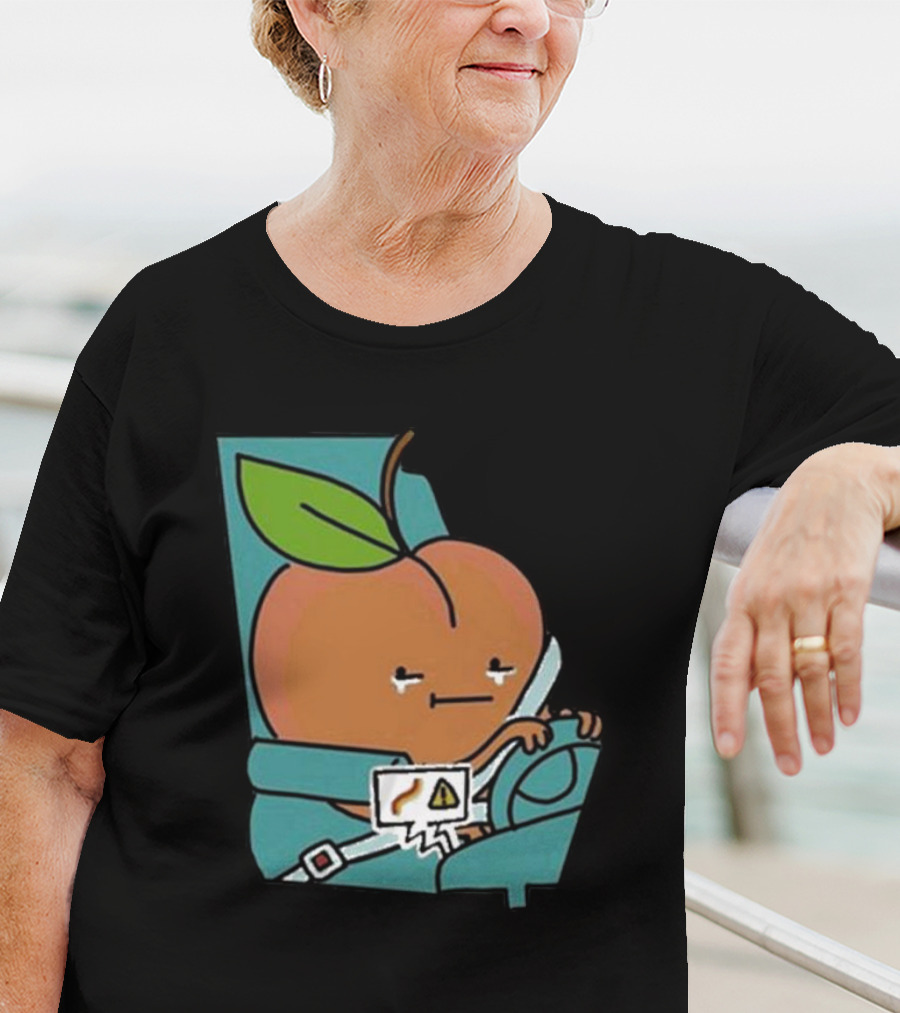 Peach Driving With Tears Fastened In Seatbelt Warning Signal T-Shirt