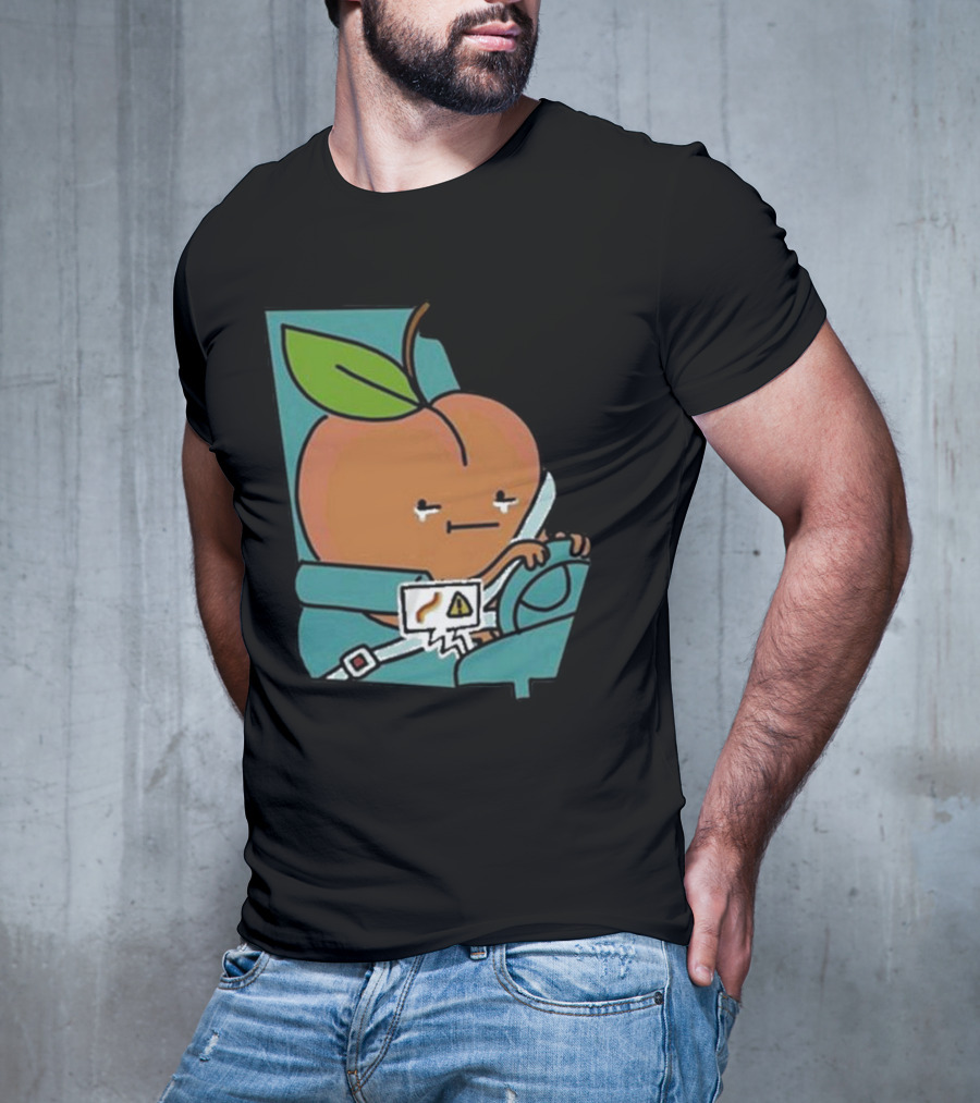 Peach Driving With Tears Fastened In Seatbelt Warning Signal T-Shirt