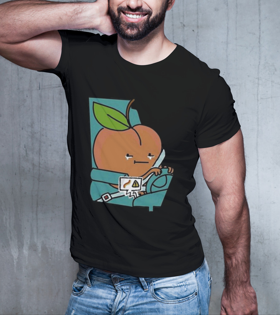 Peach Driving With Tears Fastened In Seatbelt Warning Signal T-Shirt