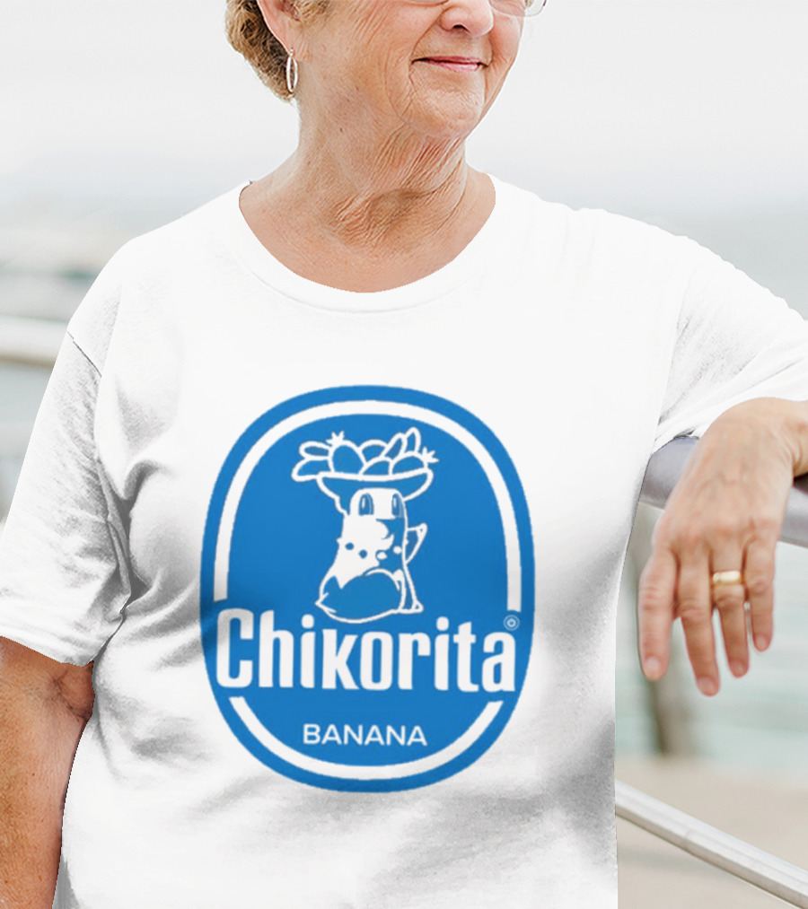 Chikorita Banana Crossover Logo Black And Blue T-Shirt