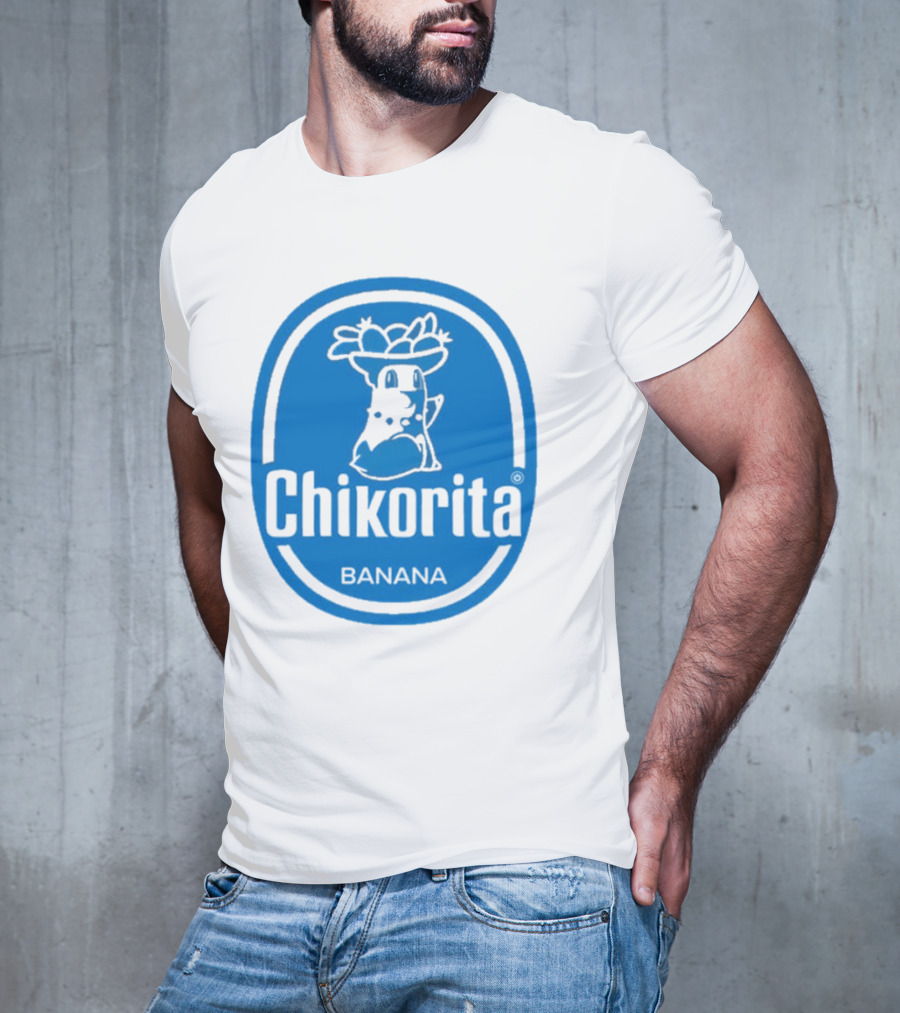 Chikorita Banana Crossover Logo Black And Blue T-Shirt
