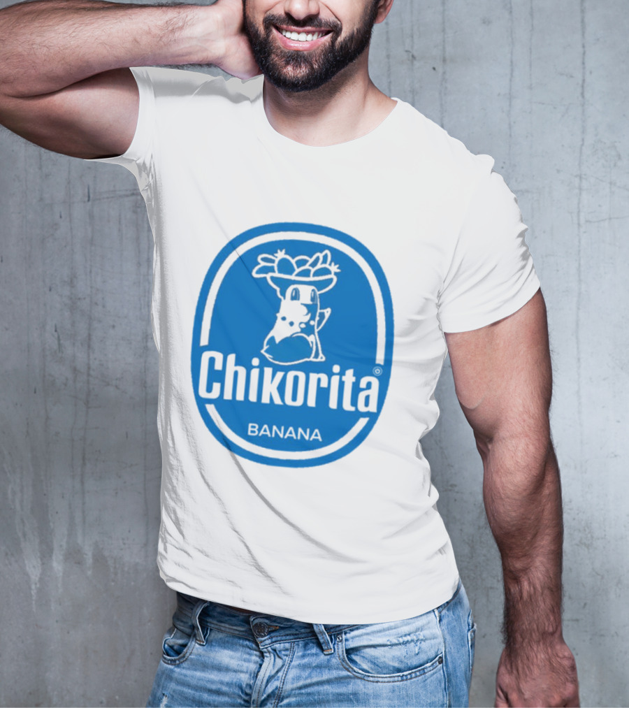 Chikorita Banana Crossover Logo Black And Blue T-Shirt