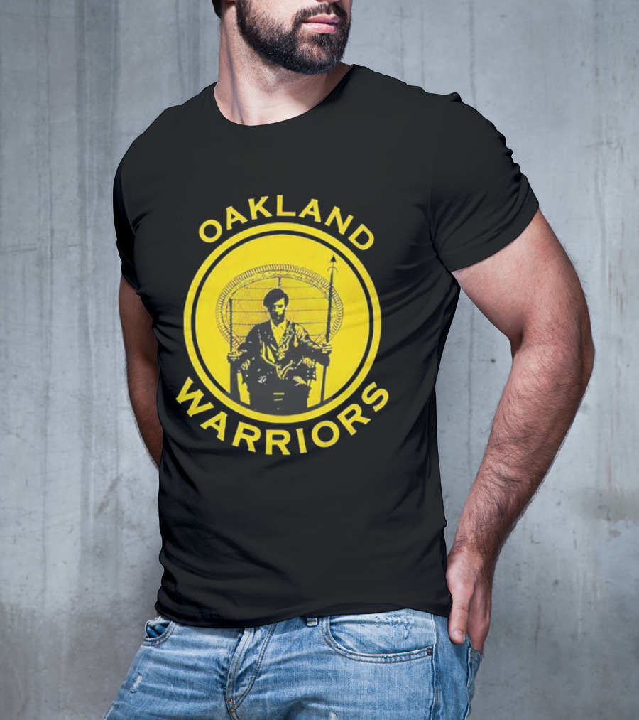 Oakland Warriors Huey Newton Chair Emblem T-Shirt