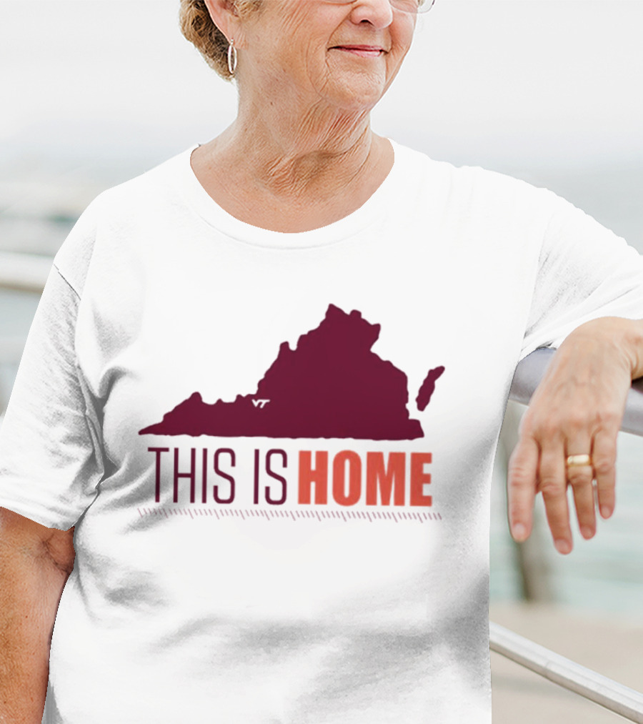 Virginia Tech Football This Is Home Virginia Map T-Shirt