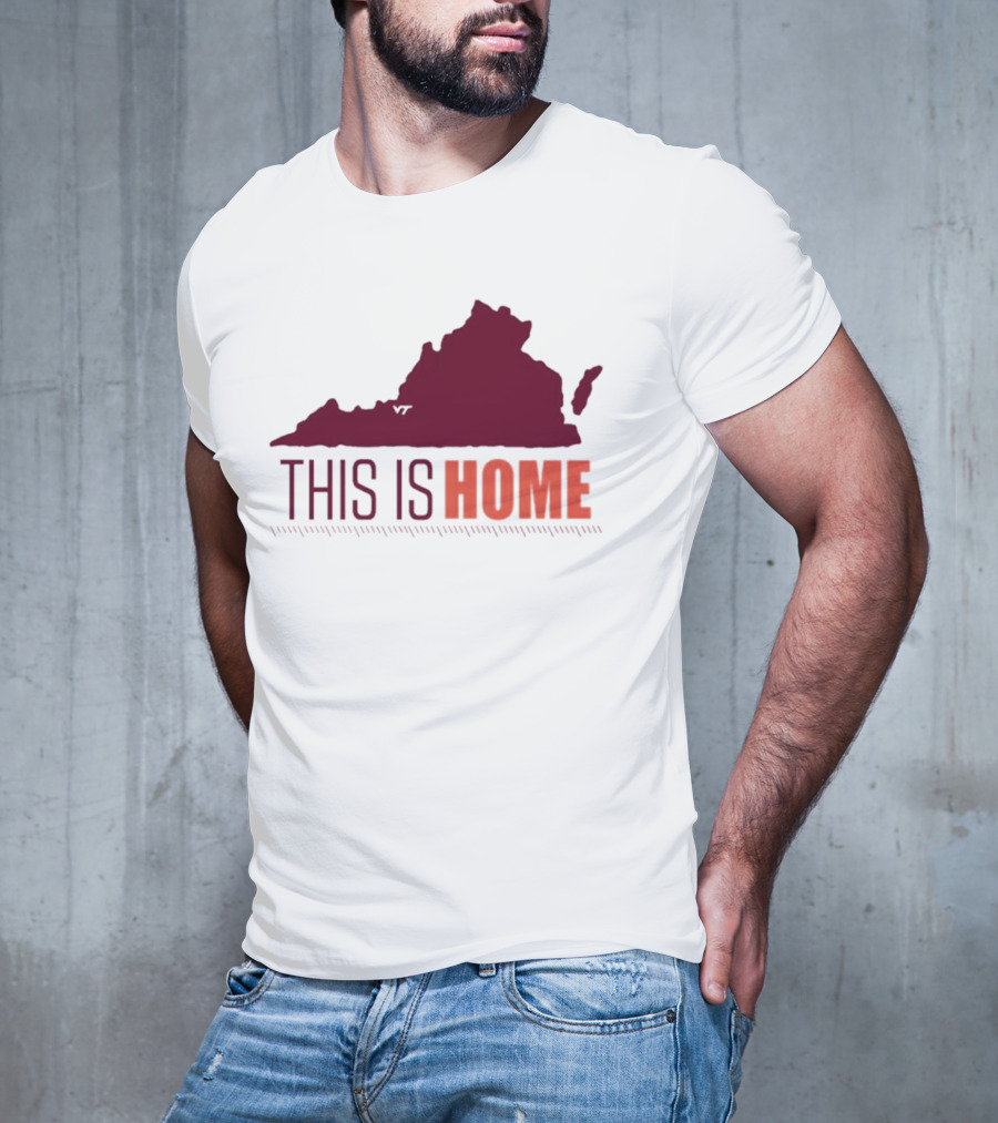 Virginia Tech Football This Is Home Virginia Map T-Shirt