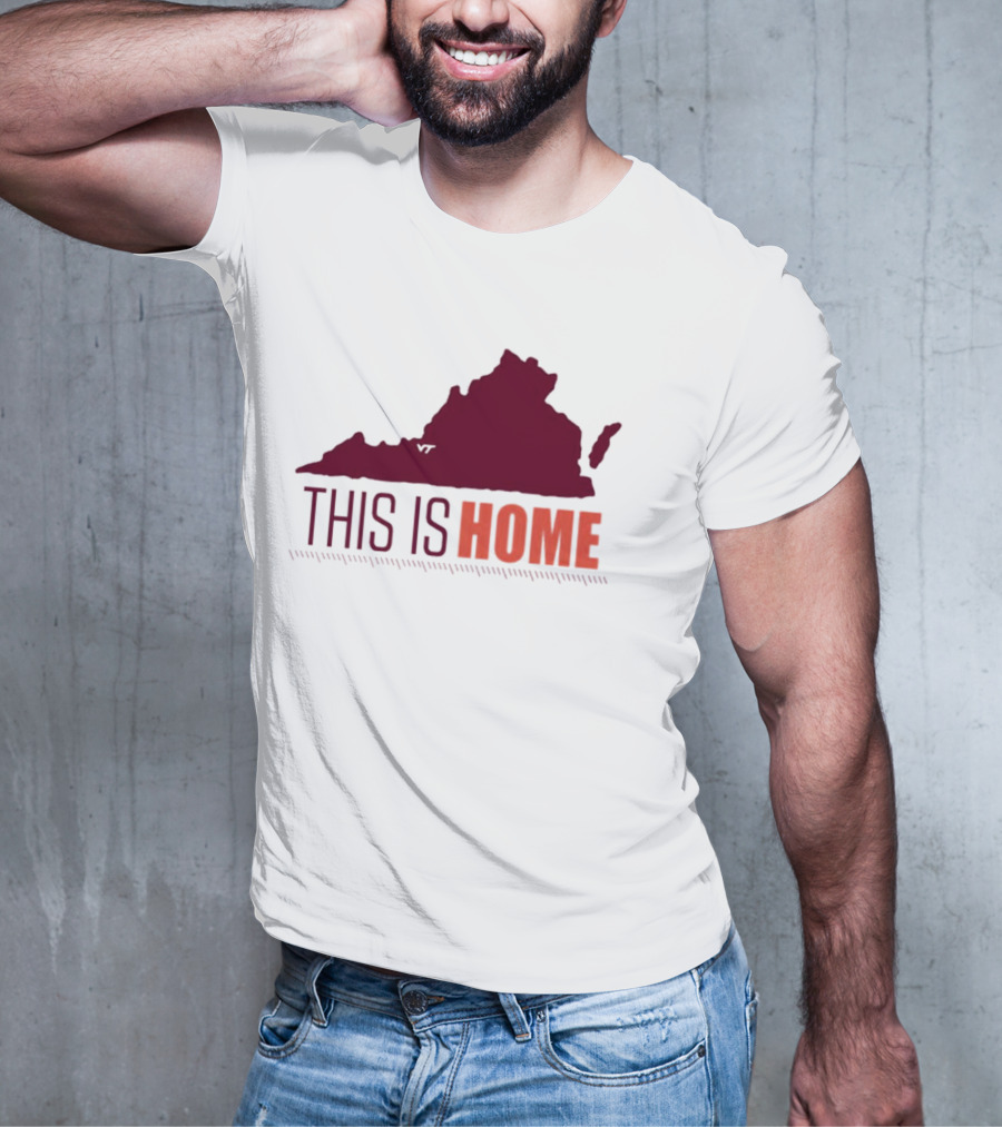 Virginia Tech Football This Is Home Virginia Map T-Shirt