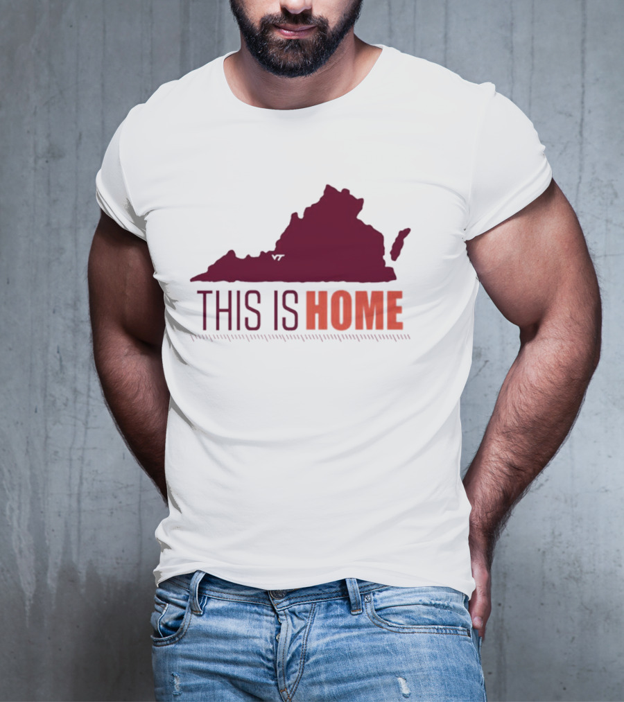 Virginia Tech Football This Is Home Virginia Map T-Shirt