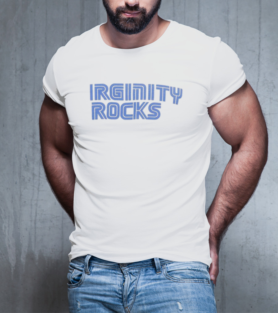 Virginity Rocks Bold Blue Gaming Font T-Shirt