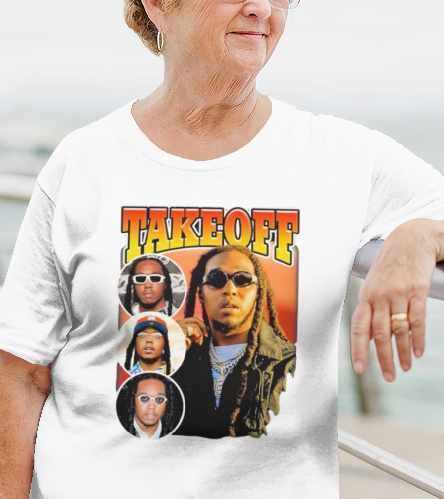 Quavo Migos Takeoff Rapper Tribute Circular Portraits T-Shirt