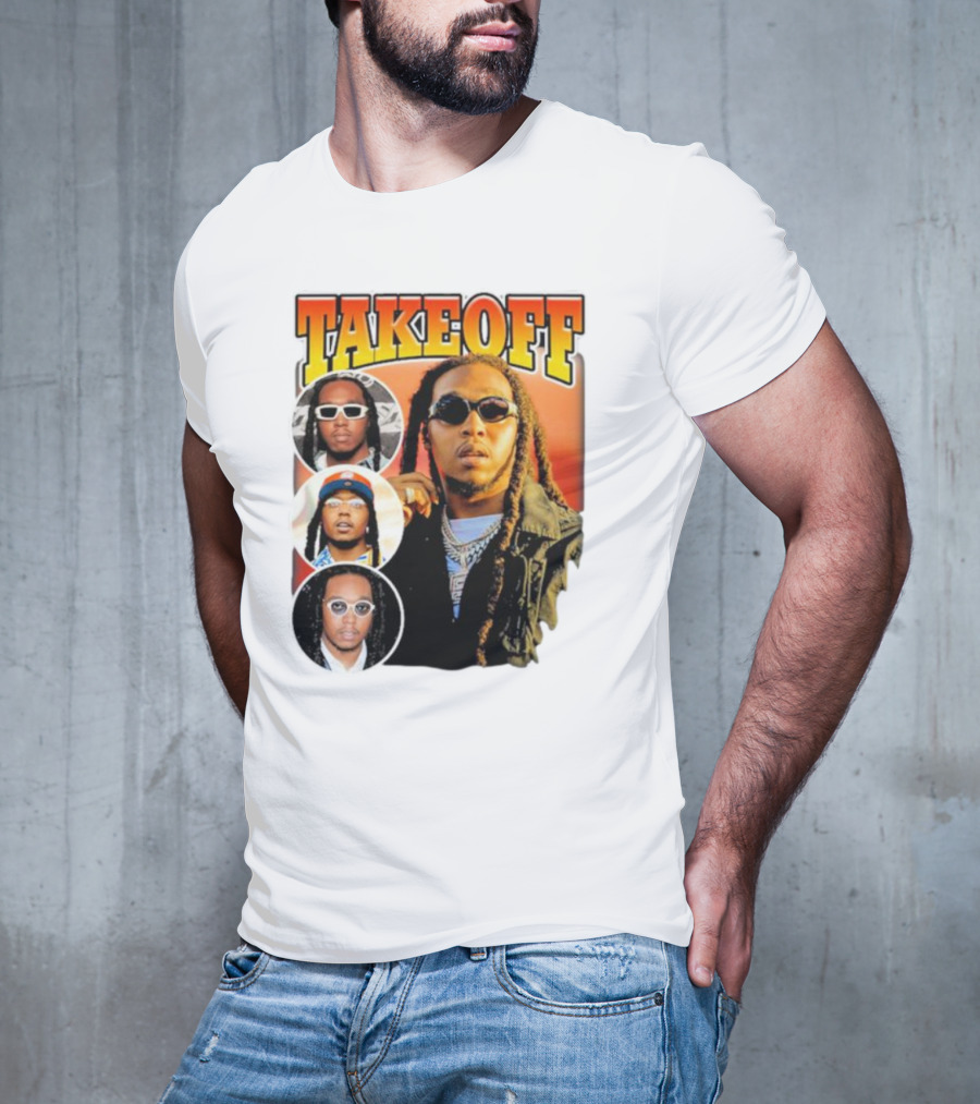 Quavo Migos Takeoff Rapper Tribute Circular Portraits T-Shirt