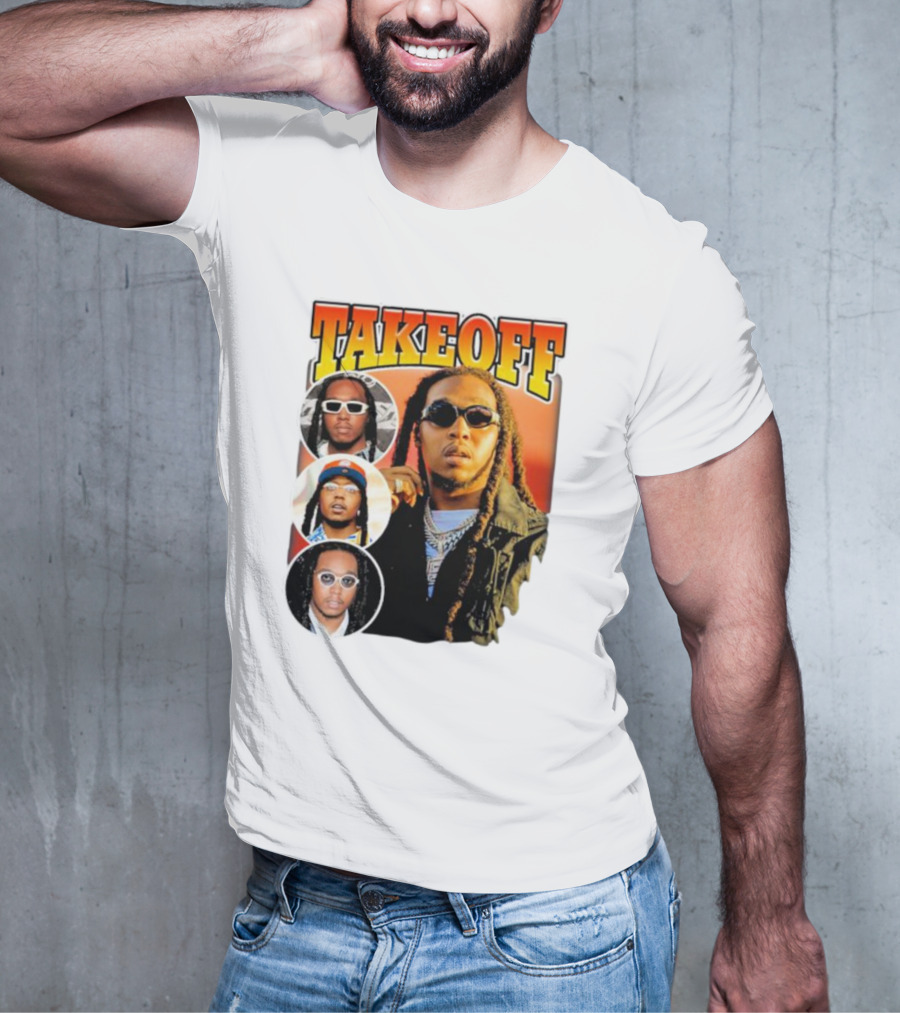 Quavo Migos Takeoff Rapper Tribute Circular Portraits T-Shirt