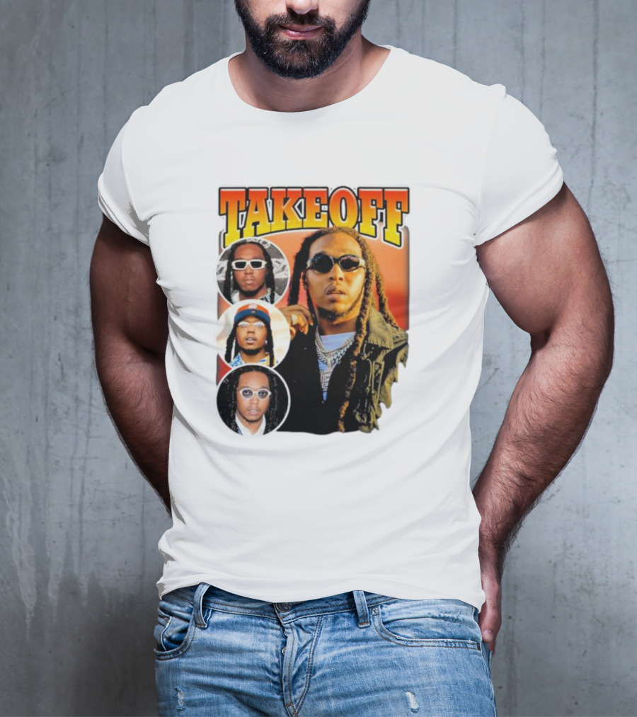 Quavo Migos Takeoff Rapper Tribute Circular Portraits T-Shirt
