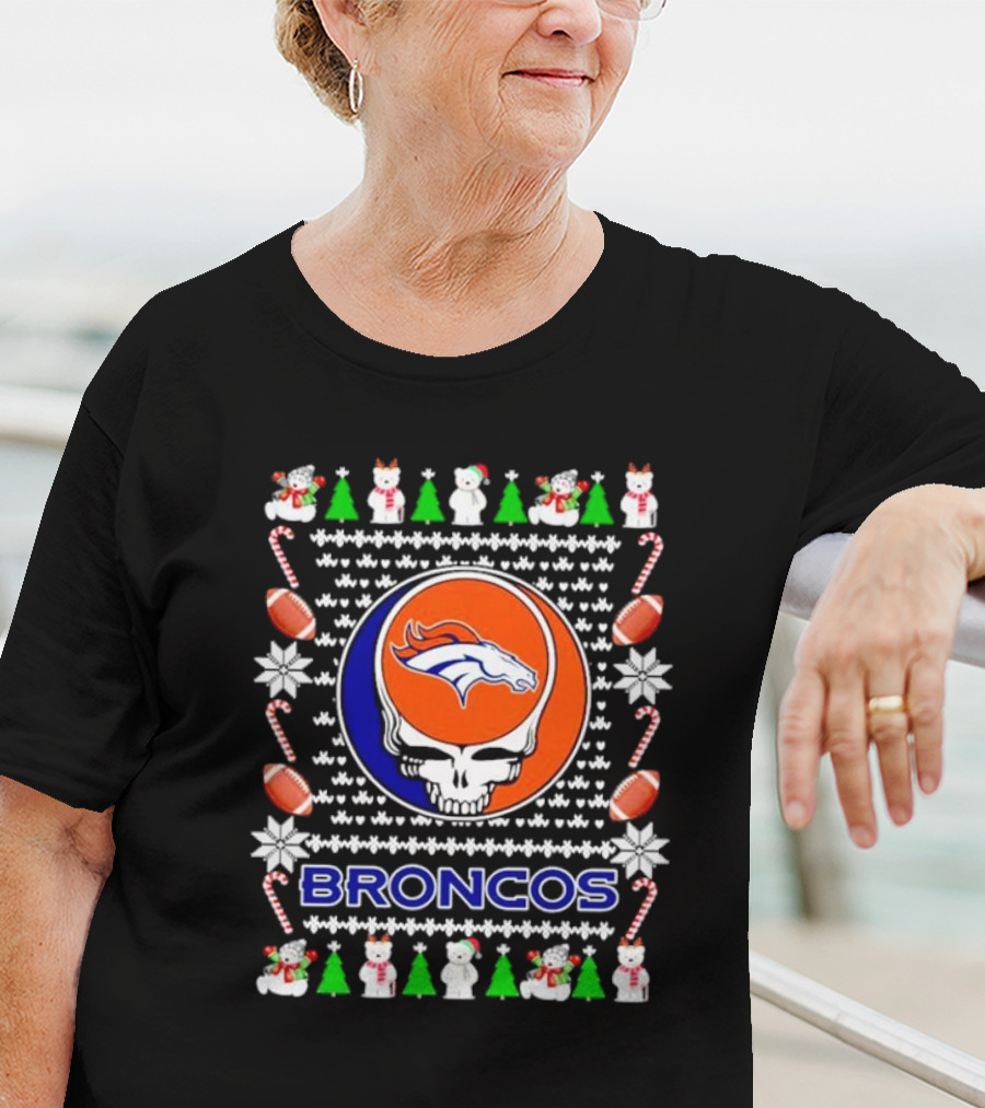 Broncos Festive Skull Holiday T-Shirt