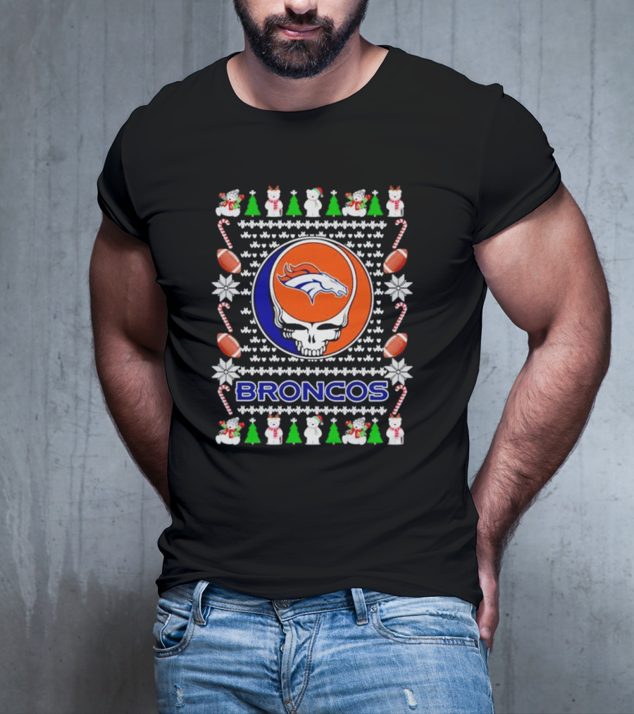 Broncos Festive Skull Holiday T-Shirt