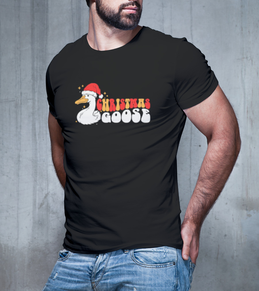 Christmas Goose Santa Hat Funny Holiday Duck T-Shirt