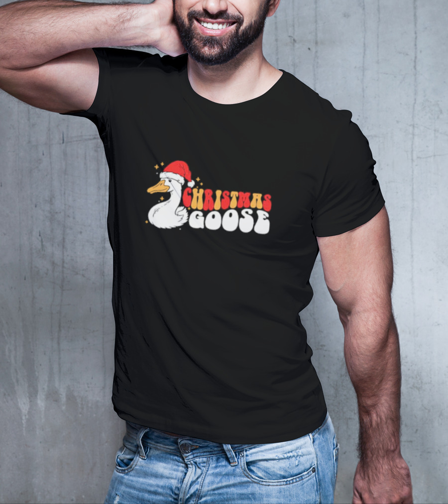 Christmas Goose Santa Hat Funny Holiday Duck T-Shirt