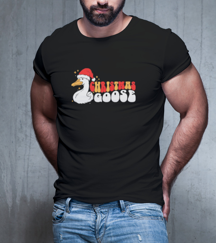 Christmas Goose Santa Hat Funny Holiday Duck T-Shirt
