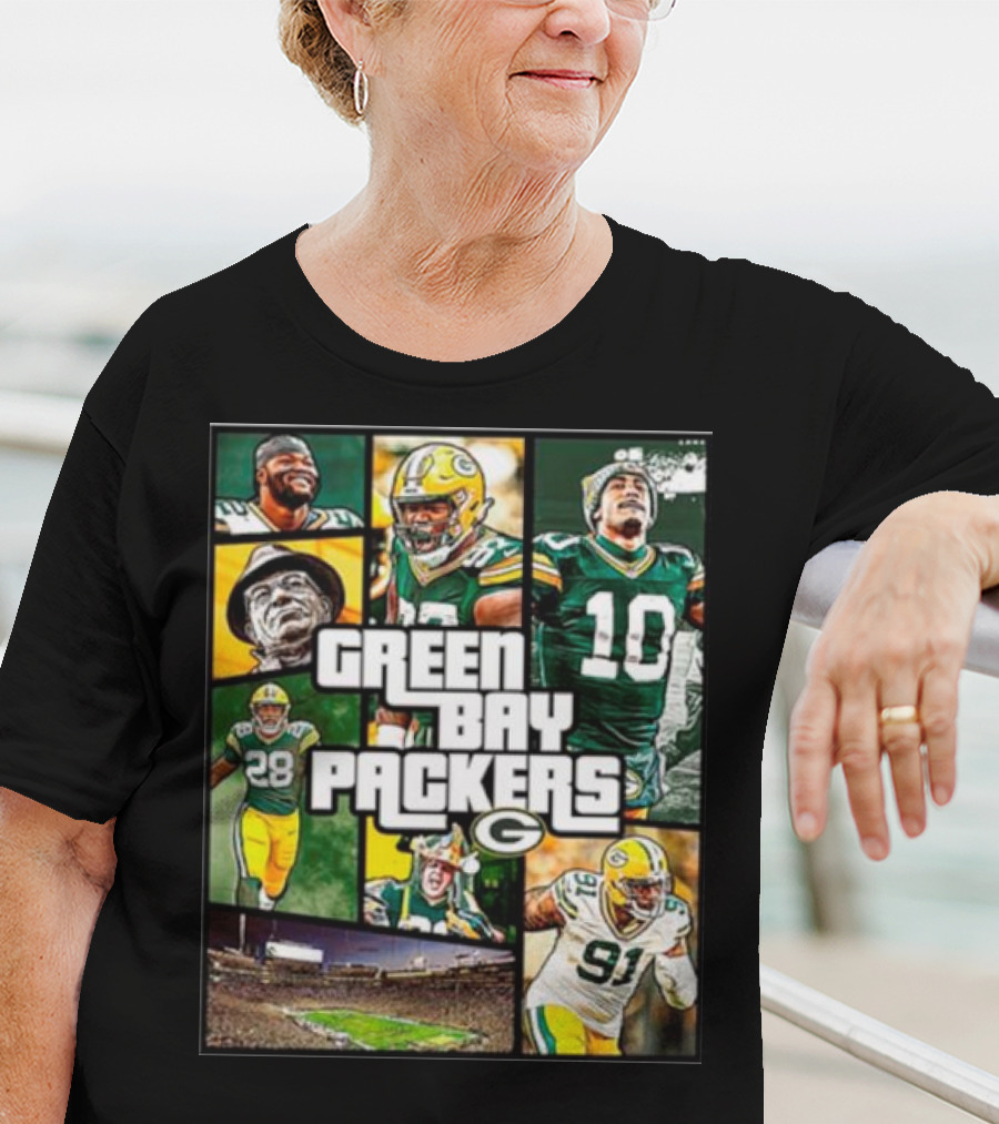 Green Bay Packers Players Collage Grand Theft Auto T-Shirt
