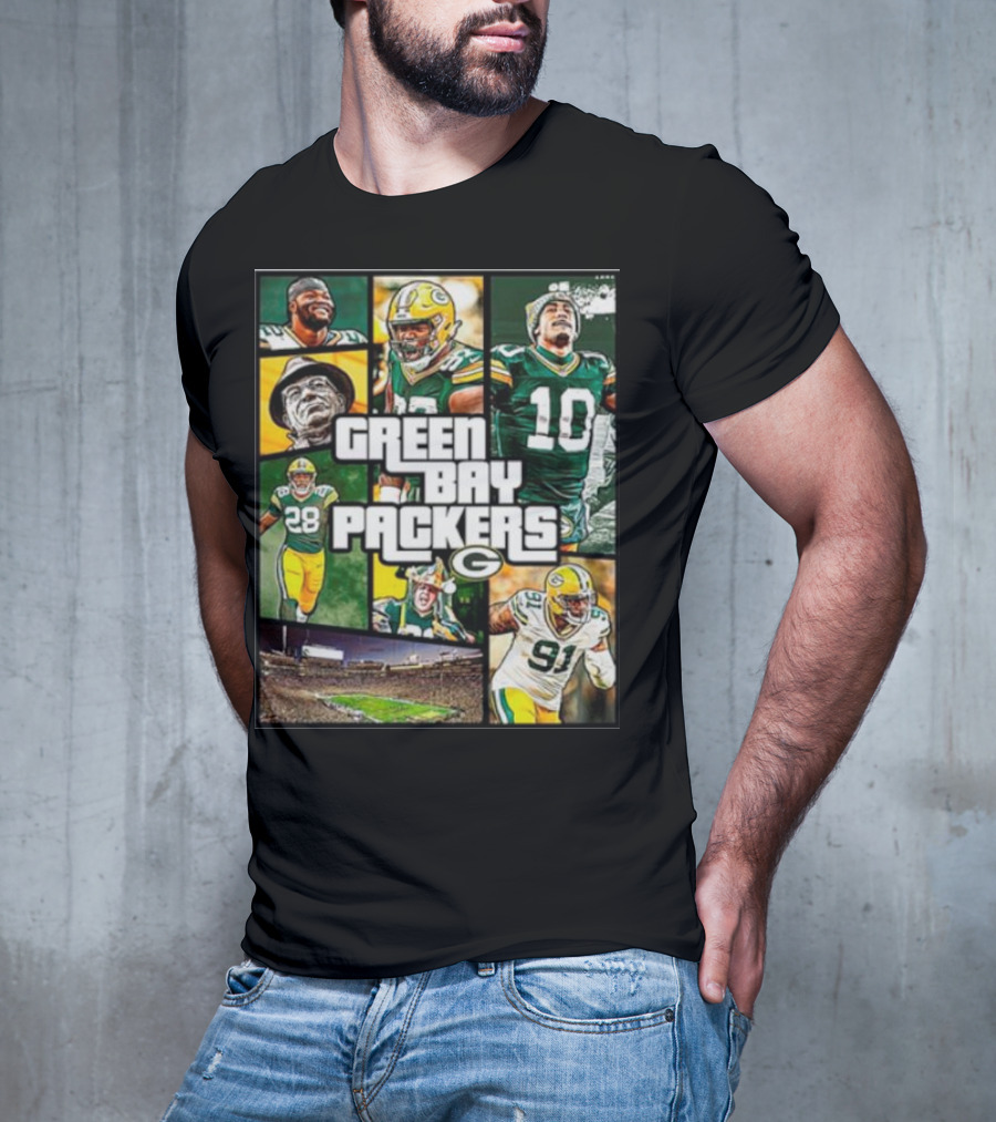 Green Bay Packers Players Collage Grand Theft Auto T-Shirt