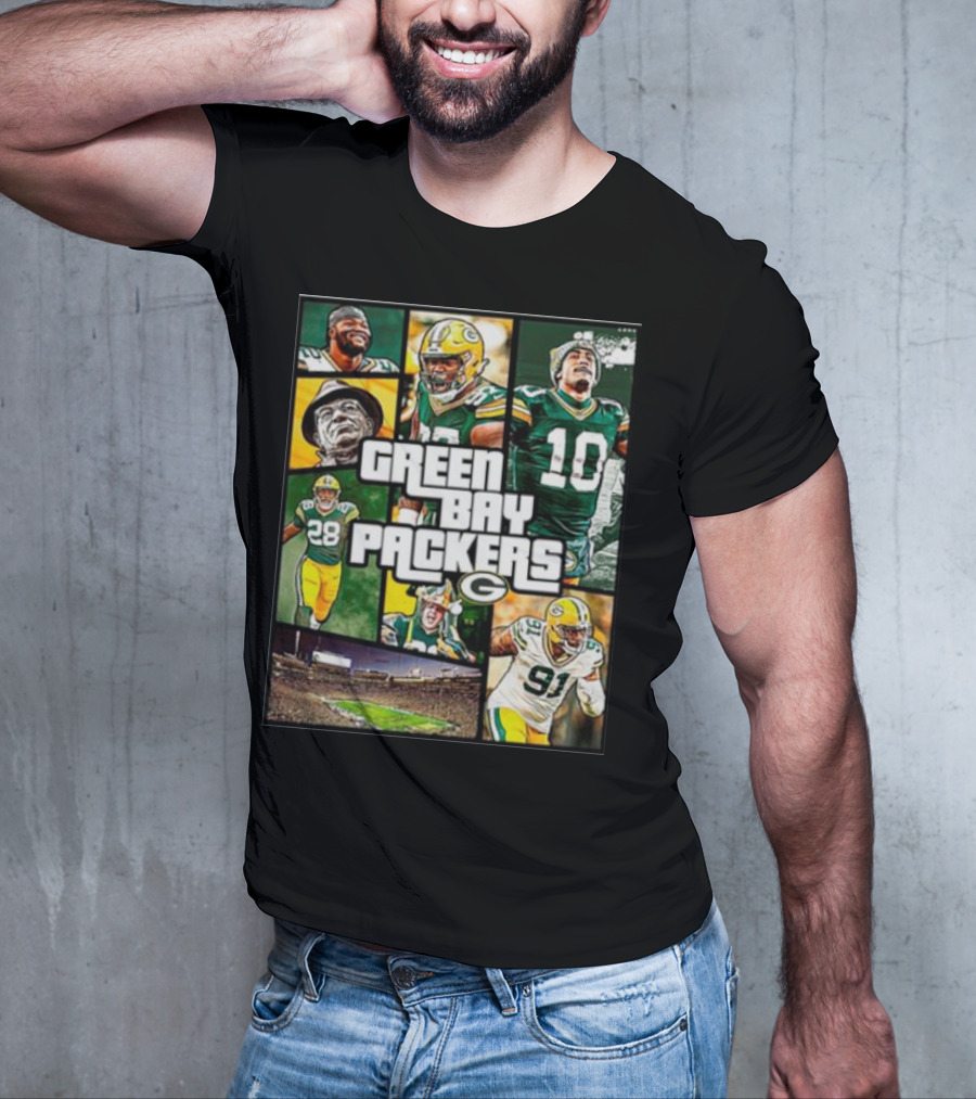 Green Bay Packers Players Collage Grand Theft Auto T-Shirt